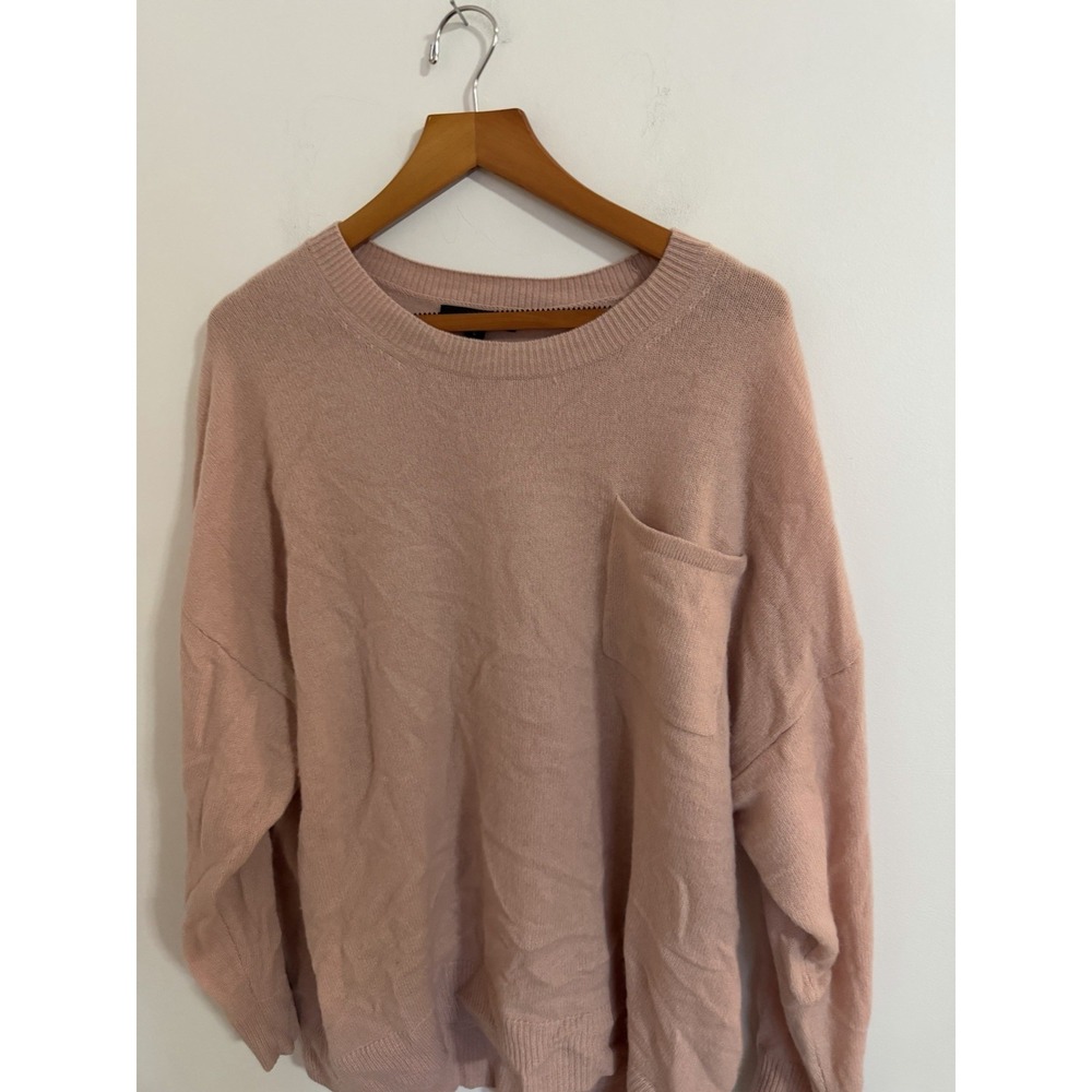 Banana Republic Womens Pink 100% Cashmere Oversized Pocket Crewneck Sweater L - Picture 2 of 6